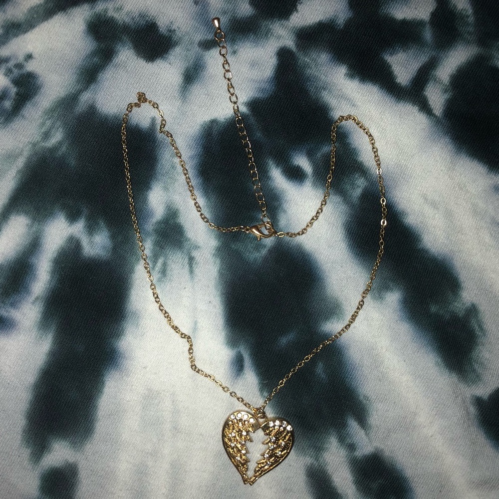Angel wings heart necklace